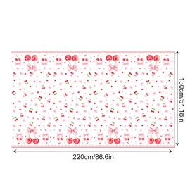 Adirasenotek 3Pcs Cherry Tablecloth Bow Table Cloth Cherry Party Decorations Coquette Birthday Decorations for Birthday Baby Shower Bridal Bachelorette Picnic Decor