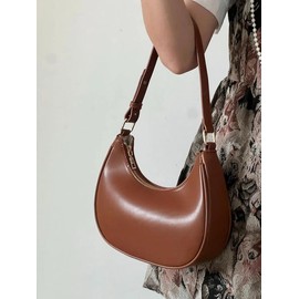 Women's 2025 Fall Summer Half-moon Shoulder Bag, Y2k Trendy Handheld Bag, All-match Commuter Hobo Bag for Daily & Work Use for Back To School, As Girlfriend Gifts, Unique Bags:_Brown_Please Refer To The Pictures for Dimensions