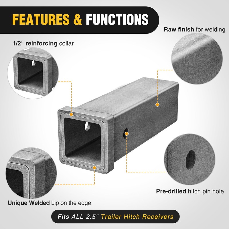 Nilight Hitch Adapter 2.5" x 10" Combo Bar Trailer Receiver