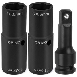 ELNLE Radmuttern Nuss 19,5 18,5 20,5 21,5 mm Doppelkopf Radmutternschlüssel Für Ford Nuss, 1/2" Chrom-Molybdän-Stahl Felgen-Kraft-Stecknuss-Satz Kompatibel mit Ford Land Rover