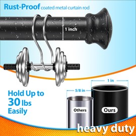 Heavy Duty Curtain Rods for Windows, 120 to 136 Adjustable Long Curtain Rod, 1 Inch Black Curtain Rod Set for Sliding Door, Living Room, Bedroom, Outdoor Patio, Metal Grommet Drapery Rod with Brackets