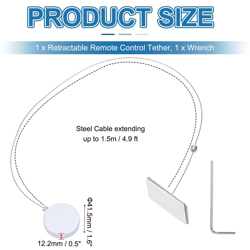 PATIKIL 1.5m / 4.9Ft Retractable Remote Control Tether, Security Remote