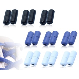 ZoeTekway Pack of 18 Metal Capsules for Shoelaces, Lazy Without Tying Laces, Quick Release Closure, Elastic Capsule Clasp Buckles, for Trainers, Leisure Shoes, Accessory (Black, White, Blue), Black,