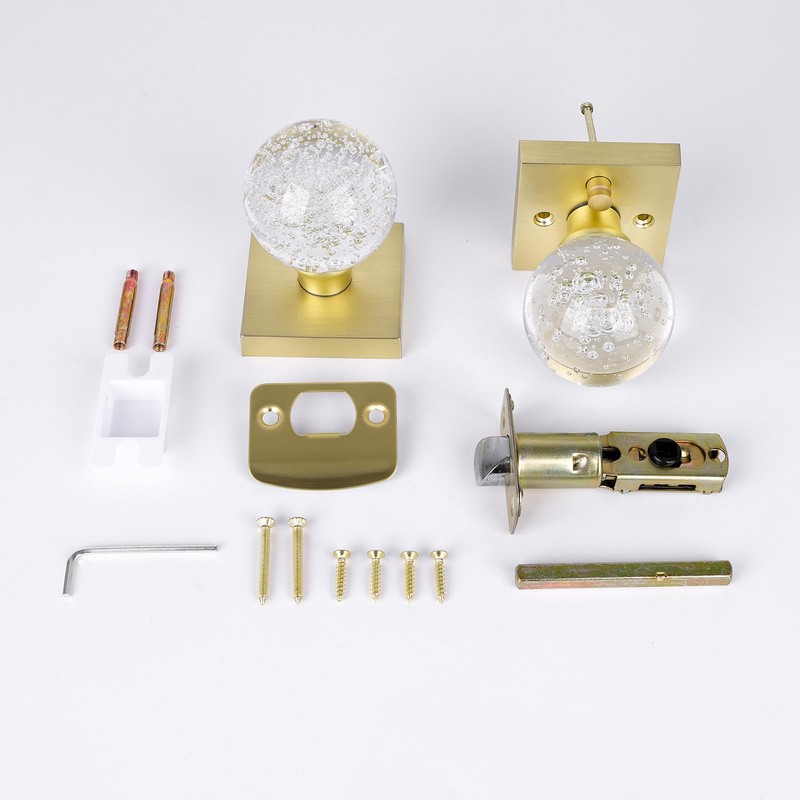 HIEMEY Glass Door Knobs Interior, Crystal Door Knobs with Lock,