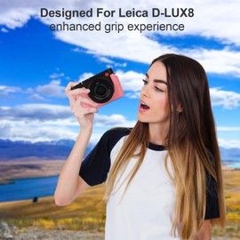 VOVMOEYA Protective Camera Case Kit for Leica D-LUX8 Camera,for Leica DLUX8 Half Case D-LUX 8 Camera Cover with Front Lens Cap with Shoulder Strap-Pink