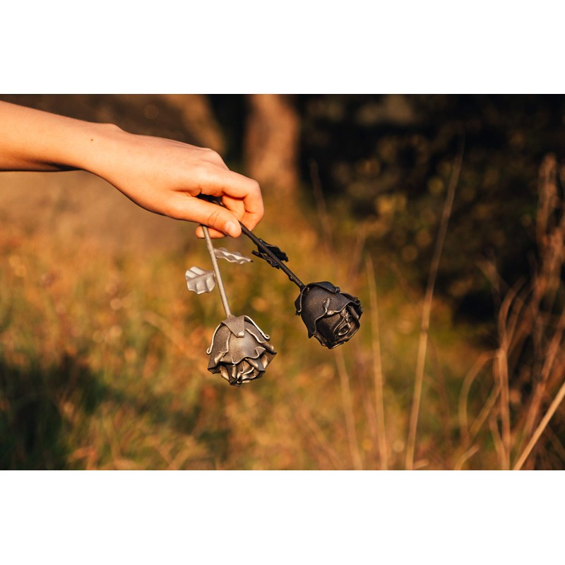 Forging Art Bcn Hand Forged Eternal Wrought Iron Rose (Black)