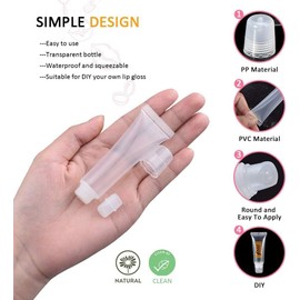 AMORIX 6PCS 10ml Lip Gloss Tubes Clear Empty Lip Balm Containers with Clear Cap Refillable Soft Cosmetic Squeeze Tubes for Lip Gloss Base Glitter Pigment Powder.