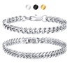Gamtic Men's/Boys' Stainless Steel Bracelet, 2 Pieces, Silver/Black/Gold, Curb Chain,