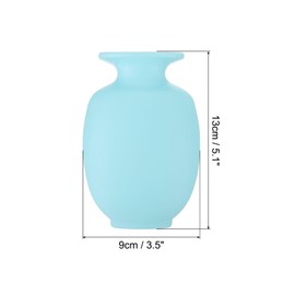 PATIKIL Wall Mounted Flower Vase, 4 Pcs Mini Flower Vase PP Removable Wall Hanging Flower Pot with Sticky Hook for Home Party Decoration, Blue