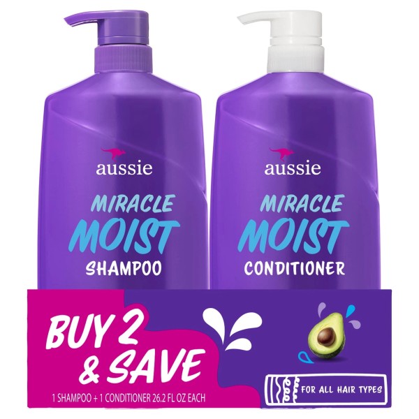 Aussie Miracle Moist Shampoo and Conditioner Dual Pack Hair Set,
