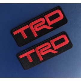 Set Of Two (2) TRD Toyota Racing Development Iron On Patch.  5”x1.75” Solid Red