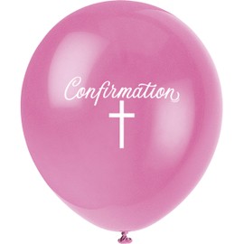 Fancy Pink Cross Confirmation Latex Balloons (30cm) - Perfect Decor for a Memorable Religious Event - 8ct