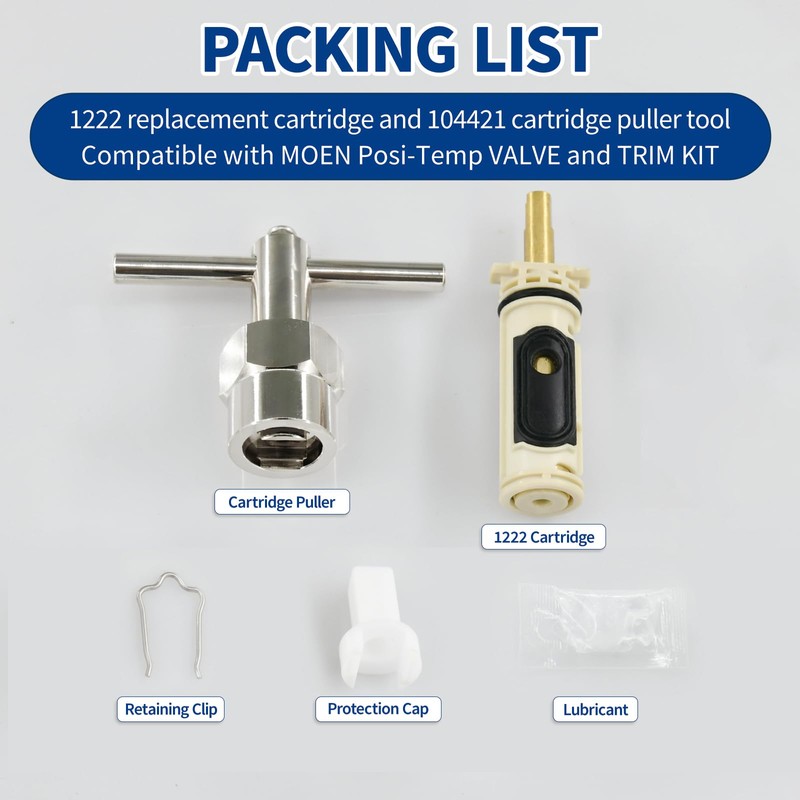 1222 Replacement Valve Cartridge Kit with Puller Tool 104421 for