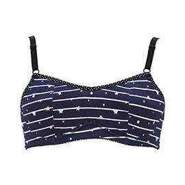 Lucien Junior Club Cute Half Top Sports Bra, Club Activities Bra, Cute, Star Print, Star Pattern, Girls, cobalt navy