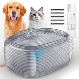 JMICOW 10L/2.6Gal/338oz Dog Water Fountain for Large Dogs, Dog Fountain Water Bowl, Pet Water Fountain with 5 Replacement Filters and 4 Cleaning Brushes (Grey)