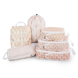 6 Pcs Compression Packing Cubes for Travel Suitcases, Waterproof Luggage Organizer Bags Set, Washable Packaging Cubes for Women Backpack Travel Perfect for Carry-Ons and Storage