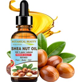 Botanical Beauty SHEA NUT OIL 100% Pure Natural Undiluted Refined Cold Pressed Carrier Oil for Face, Skin, Hair, Lip, Nails. (Karite) Nut Oil. Rich in Vitamin E, Vitamin A (4 Fl Oz)