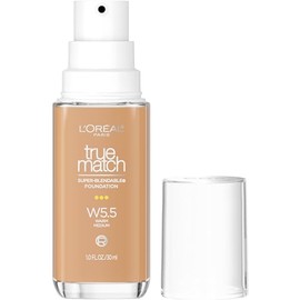 L'Oreal Paris True Match Super-Blendable Foundation, Medium Coverage Liquid Foundation Makeup with SPF 17, W5.5, Medium, 1 Fl Oz