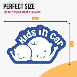 Kids in Car Stickers (2 Pack, 6x4 Inch) – Cute Baby on Board Car Decals for Safety, Waterproof & UV Resistant Vinyl Signs for Cars, SUVs & Trucks