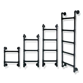 3 Steps Basement Window Well Egress Exit Ladder，Wall/Floor-Mounted Ladders for Home, Metal Step Ladder for RV Attic Bunk Bed, Loft Steps for Dorm Beds,355LBS Load Capacity(Black, 3 Steps)