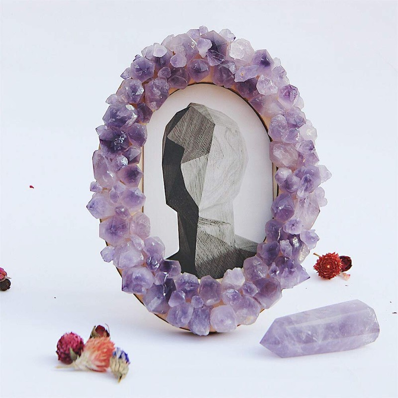Kino Natural Amethyst Cluster Photo Frame Decorative Crystal Quartz Stone