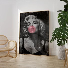 Craftylittlepenguin Marilyn Monroe Pink Bubble Print Poster Art A5 A4 A3 A2 A1 Maxi Home Decor Fashion Classic Unframed Fashion Floral- 9073 (A3-297 x 420 mm)