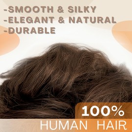 Messy Bun Hair Piece Human Hair, Human Hair Bun, Hair Buns Hair Piece, Messy Bun Hair Scrunchie 100% Real Hair Bun Updo Hairpieces Donut, Messy Bun Hair Piece for Women Chocolate Brown