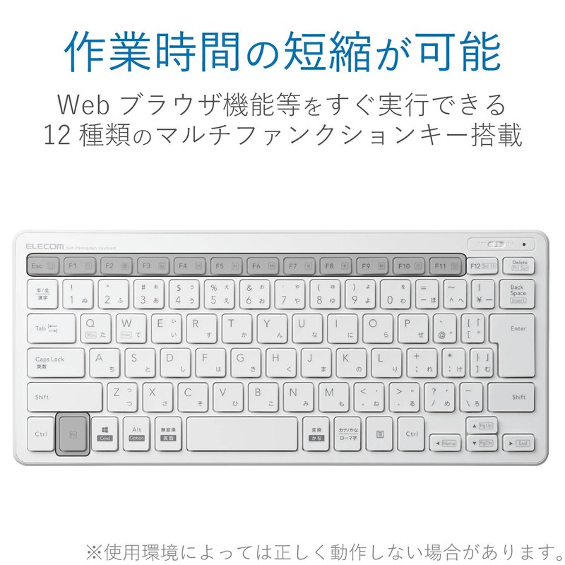 エレコム キーボード ワイヤレス (レシーバー付属) パンタグラフ ミニキーボード ホワイト TK-FDP098TWH