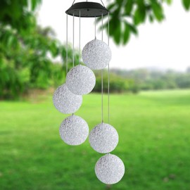 Topspeeder Color Changing Solar Power Wind Chime Spiral Spinner Crystal Ball Wind Mobile Portable Waterproof Outdoor Decorative Romantic Wind Bell Light for Patio Yard Garden Home (Crystal Ball)