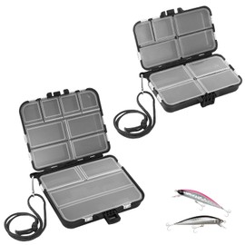 2 Stücke Köderbox Angeln,Angelbox Wasserdicht Tackle, Angeln Angelkoffer Angelzubehör mit Einzelne Fächer einstellbar für Angel Zubehör Koffer Tasche Zite Fishing Angeltasche Angelblei