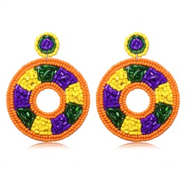 Bead Dangle Earring for Women Mardi Gras Mask Earrings Carnival Beaded Hat Pendant Earrings Dionysia Umbrella Drop Dangle Earrings Holiday Beads Earrings Mardi Gras Theme Earrings