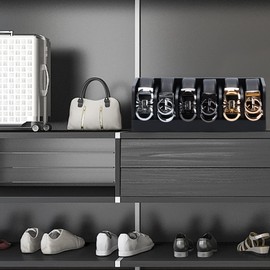 MinBoo Bamboo Belt Organizer Box,6 Grids Belt Rack for Closet and Drawer, Belt Storage Organizer and Displayer for Men Women