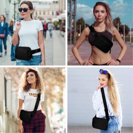 Bum Bag Belt Bag Women Men Waist Bag Waterproof Waist Bag Crossbody Bag with Adjustable Straps Shoulder Bag for Sports, Outdoor, Jogging, Biking, Fitness, black, bum bag