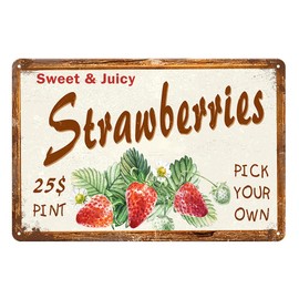 Strawberry Room Decor Vintage Strawberry Shortcake Kitchen Accessories Strawberry Patch Sign Strawberry Sign Sticker For Backdrop Sweet Juicy Strawberries Pick Your Own Sign Home Wall Decor 8x12 Inch