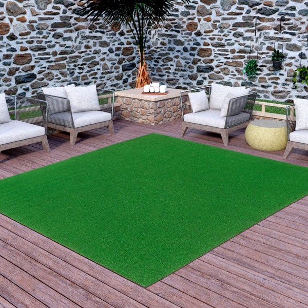 Ottomanson Evergreen Artificial Turf Area Rug, 8'X10', Green