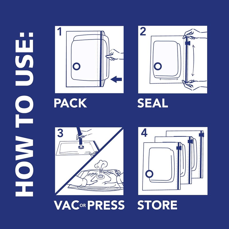 Hefty Shrink-Pak - 4 Large Vacuum Storage Bags for Clothes,