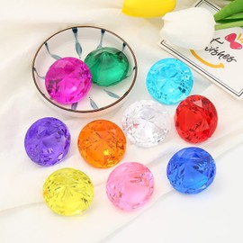 DAHI 10pcs Big Size Diamond Gemstones 40mm Decoration Diamonds Wedding Large Acrylic Diamond Big Size Diamond Acrylic Party Bags,Wedding Table Decoration Diamonds(colorful/40x30mm)