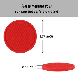 ZSDY ZSDY Car Cup Coaster, 4PCS Universal Auto Non-Slip Cup Holder Embedded in Ornaments Silicone Coaster, Car Interior Accessories Sets, Red