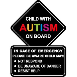Child With Autism On Board Car Decal Sticker 7" x 5" Autism Awareness Neurodivergent Car Van Window Black