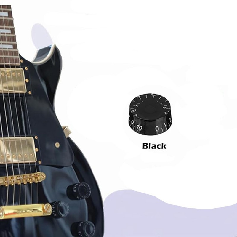 Electric Guitar Volume Knobs, 4-Pack, Acrylic Coarse Spline, Black, Compatible