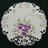 Quinnyshop Purple Pansy Embroidery Tablecloth 40 cm Round Polyester,White