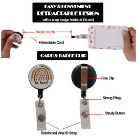 Badge Holder with Detachable Neck Lanyard Reel Clip, Retractable Vertical ID Card Holder Keychain Name Badge with Belt Clip, Work Office Nurse Medical Student Teacher Women Men Gifts (Kind)