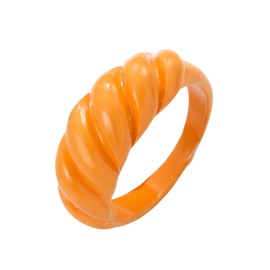 Vintage Polychromatic Resin Thick Ring Acrylic Plastic Knuckle Ring Resin Thread Ring Vintage Simple Geometric Polychromatic Twist Ring Lovely Fashion Aesthetic Y2k Statement Ring Jewelry for Women (yellow)