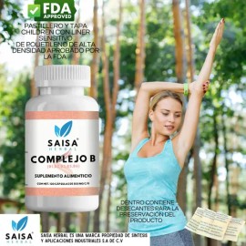 Complejo B 120 Capsulas Vitaminas B1 B2 B3 B5 B6 B9 Suplemento Alimenticio Energia Sistema Nervioso Saisa Herbal                                      