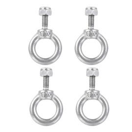 M METERXITY 4 Sets Mechanical Shoulder Hanging Eye Bolts Chandelier Fence Stainless Steel Lifting Ring Bolts with Lock Nuts for Wire Rope M4 Silver
