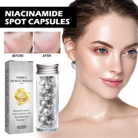 Face Serum Capsules, 60 Pieces, Nicotinamide Capsules, Skin Whitening, Fading Stains, Moisturising, Brightening Skin Care Capsules with 2 Storage Bottles