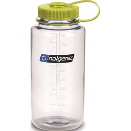 Nalgene Tritan 32oz Wide Mouth BPA-Free Water Bottle, Claro con abertura verde, 946.3 ml