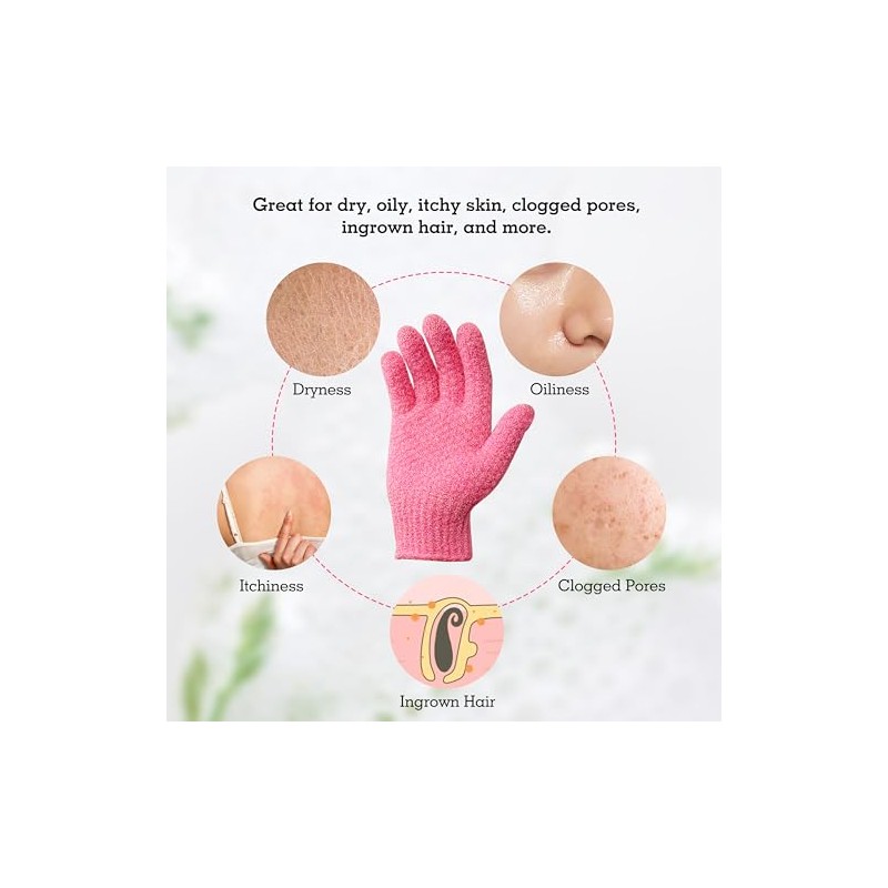 Evridwear Exfoliación Eficaz Guantes Exfoliantes Nailon Doble Textura Eliminan Suavemente