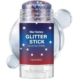 Barra de Purpurina Maquillaje para Cuerpo, Cara y Cabello Barra de Purpurina , Blanca y Azul para Mujeres Niños Niñas Hombres del Día de la Independencia Desfiles