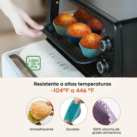 U Chef Set de 24 Moldes de Silicona para Hornear Cupcakes,C apacillos Reutilizables, Molde para Cupcakes Antiadherentes y Resistentes, Moldes de Silicona para hornear Muffins Suaves (Colores suaves)